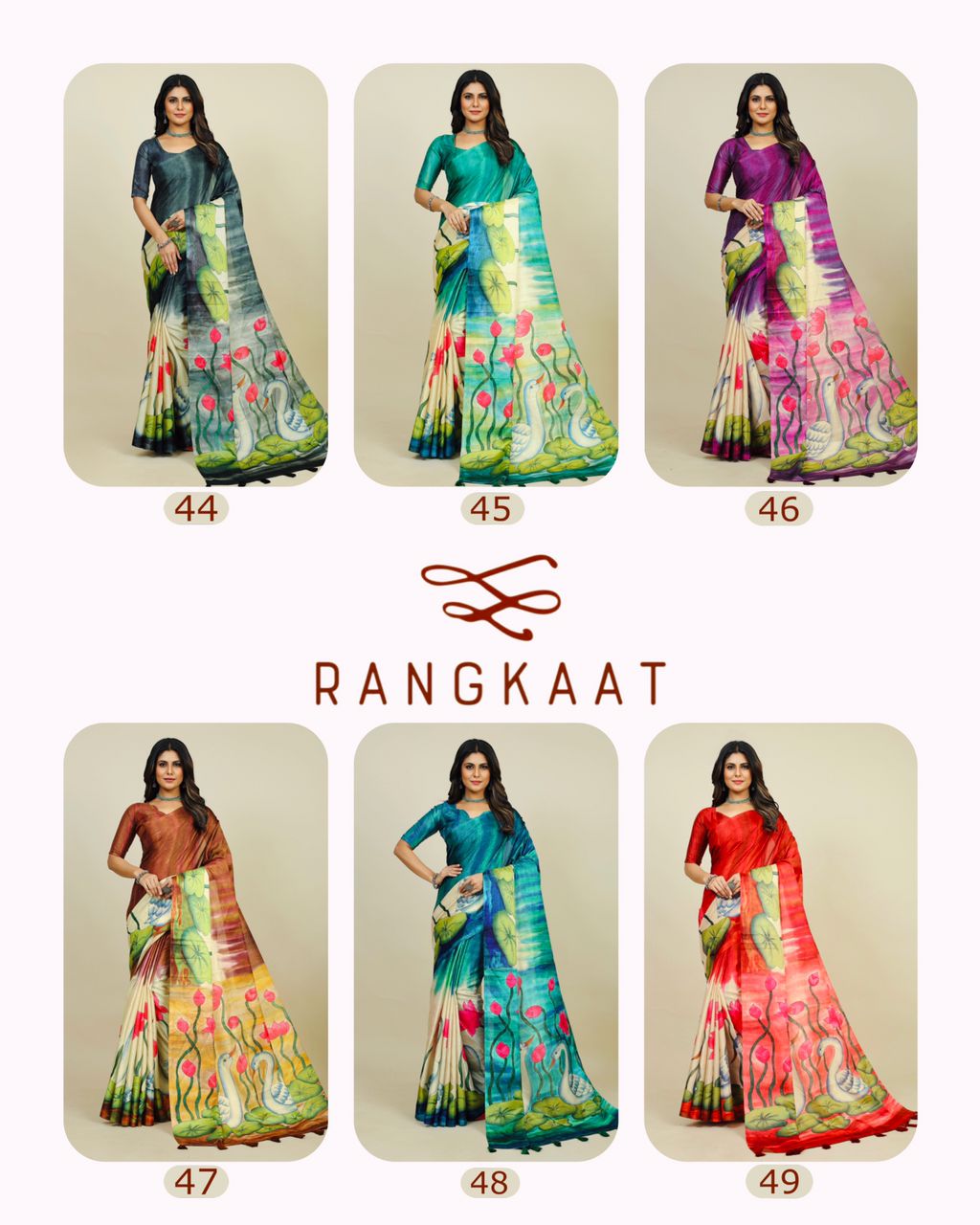 Rangkaat 44 To 49 Tusser Silk Printed Wholesale Saree Suppliers In Mumbai
